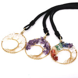 Crystal Fortune Tree Necklace Reiki Healing Choker