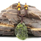 Natural Green Moldavite Meteorite Glass Necklace Pendant