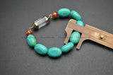 Crystal Healing Charm Bracelet with Turquoise and Red Agate Beads