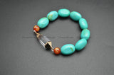 Crystal Healing Charm Bracelet with Turquoise and Red Agate Beads