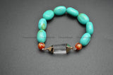 Crystal Healing Charm Bracelet with Turquoise and Red Agate Beads
