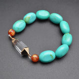 Crystal Healing Charm Bracelet with Turquoise and Red Agate Beads
