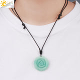 Natural Crystal Healing Stone Necklace Hand Carved Rose Flower Pendant