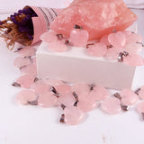 Natural Pink Quartz Crystal Heart Charms 20mm Pendant for DIY Jewelry Making