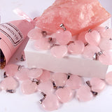 Natural Pink Quartz Crystal Heart Charms 20mm Pendant for DIY Jewelry Making