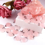 Natural Pink Quartz Crystal Heart Charms 20mm Pendant for DIY Jewelry Making