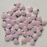 Natural Pink Quartz Crystal Heart Charms 20mm Pendant for DIY Jewelry Making