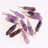 Amethyst Crystal Hexagonal Column Pendant for DIY Earrings Necklace