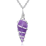 Crystal Pyramid Reiki Healing Pendant Necklaces Rose Quartz Amethys
