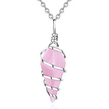 Crystal Pyramid Reiki Healing Pendant Necklaces Rose Quartz Amethys