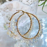 Crystal Hoop Earring Stone Charm Large Circle Opal Quartz Fluorite Cit