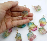 Rainbow Stone Quartz Plated Chakra Pendant Jewelry Making