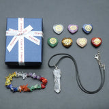 Amethyst Crystal Set: Healing Meditation 7 Chakra Yoga Necklace Bracelet