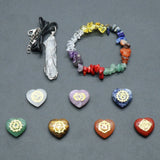 Amethyst Crystal Set: Healing Meditation 7 Chakra Yoga Necklace Bracelet