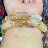 Natural Crystal Lemon Rose Quartz Citrine Prehnite Stone Beads 15'' Column