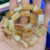 Natural Crystal Lemon Rose Quartz Citrine Prehnite Stone Beads 15'' Column