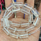 Natural Crystal Lemon Rose Quartz Citrine Prehnite Stone Beads 15'' Column