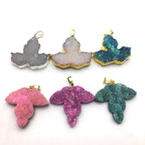 Crystal Maple Leaf Pendant Necklace Electroplate Stone Plating Jewelry