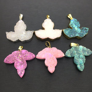 Crystal Maple Leaf Pendant Necklace Electroplate Stone Plating Jewelry