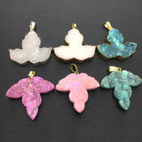 Crystal Maple Leaf Pendant Necklace Electroplate Stone Plating Jewelry