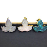 Crystal Maple Leaf Pendant Necklace Electroplate Stone Plating Jewelry