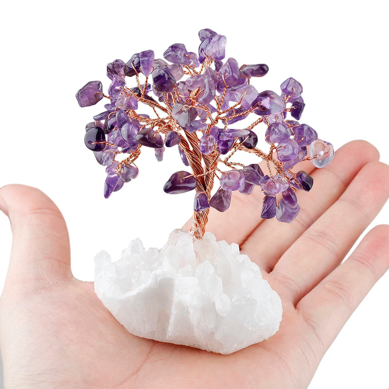 Natural Crystal Money Tree With Rock Quartz Base Reiki Healing