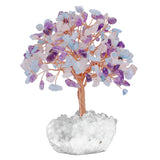Natural Crystal Money Tree With Rock Quartz Cluster Base Fengshui Decoration