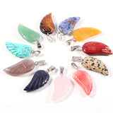 Crystal Opal Rose Quartz Tiger's Eye Angel Wings Pendants Charms for DIY Jewelry
