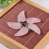 Crystal Opal Rose Quartz Tiger's Eye Angel Wings Pendants Charms for DIY Jewelry