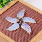 Crystal Opal Rose Quartz Tiger's Eye Angel Wings Pendants Charms for DIY Jewelry