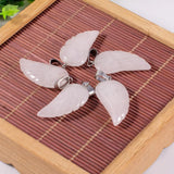 Crystal Opal Rose Quartz Tiger's Eye Angel Wings Pendants Charms for DIY Jewelry