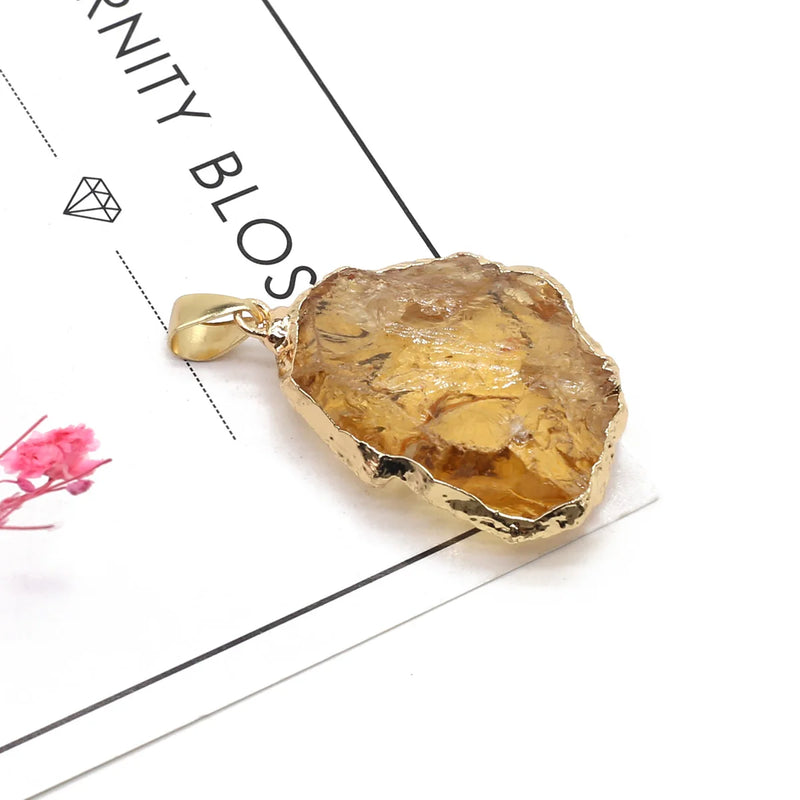 Natural Crystal Pendant Irregular Shape Gemstone Charms for Diy Jewelry