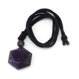 Crystal Pendant Necklace Faceted Hexagon Sand Purple Pink Quartz Stone