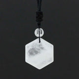 Crystal Pendant Necklace Faceted Hexagon Sand Purple Pink Quartz Stone