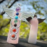Rose Quartz Chakra Beads Crystal Pendant for DIY Necklace