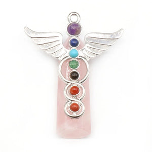 Rose Quartz Chakra Beads Crystal Pendant for DIY Necklace