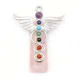 Rose Quartz Chakra Beads Crystal Pendant for DIY Necklace