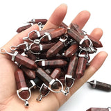 Crystal Pendant Stone Pendulum Hexagon Pillar Bullet Charms for Jewelry Making