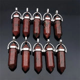 Crystal Pendant Stone Pendulum Hexagon Pillar Bullet Charms for Jewelry Making