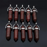 Crystal Pendant Stone Pendulum Hexagon Pillar Bullet Charms for Jewelry Making