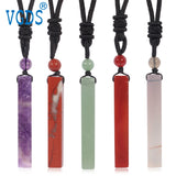 Natural Crystal Quartz Amethyst Good Luck Pendant Charm Healing Necklace