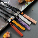 Natural Crystal Quartz Amethyst Good Luck Pendant Charm Healing Necklace