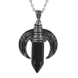 Crystal Quartz Amethyst Ox Horn Column Pendants Charms Healing Necklaces