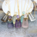 Crystal Quartz Drops Perfume Bottle Necklace