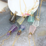 Crystal Quartz Drops Perfume Bottle Necklace