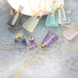 Crystal Quartz Drops Perfume Bottle Necklace