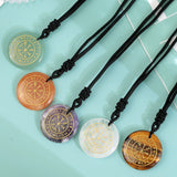 Crystal Quartz Goethe Futhark Runes Viking Compass Vegvisir Pendant Necklace