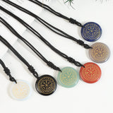 Crystal Quartz Goethe Futhark Runes Viking Compass Vegvisir Pendant Necklace