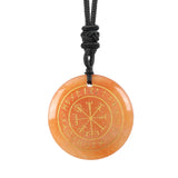 Crystal Quartz Goethe Futhark Runes Viking Compass Vegvisir Pendant Necklace