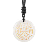 Crystal Quartz Goethe Futhark Runes Viking Compass Vegvisir Pendant Necklace